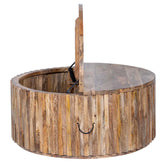 Hand Carved Solid Wood Round Coffee Table With Storage C2